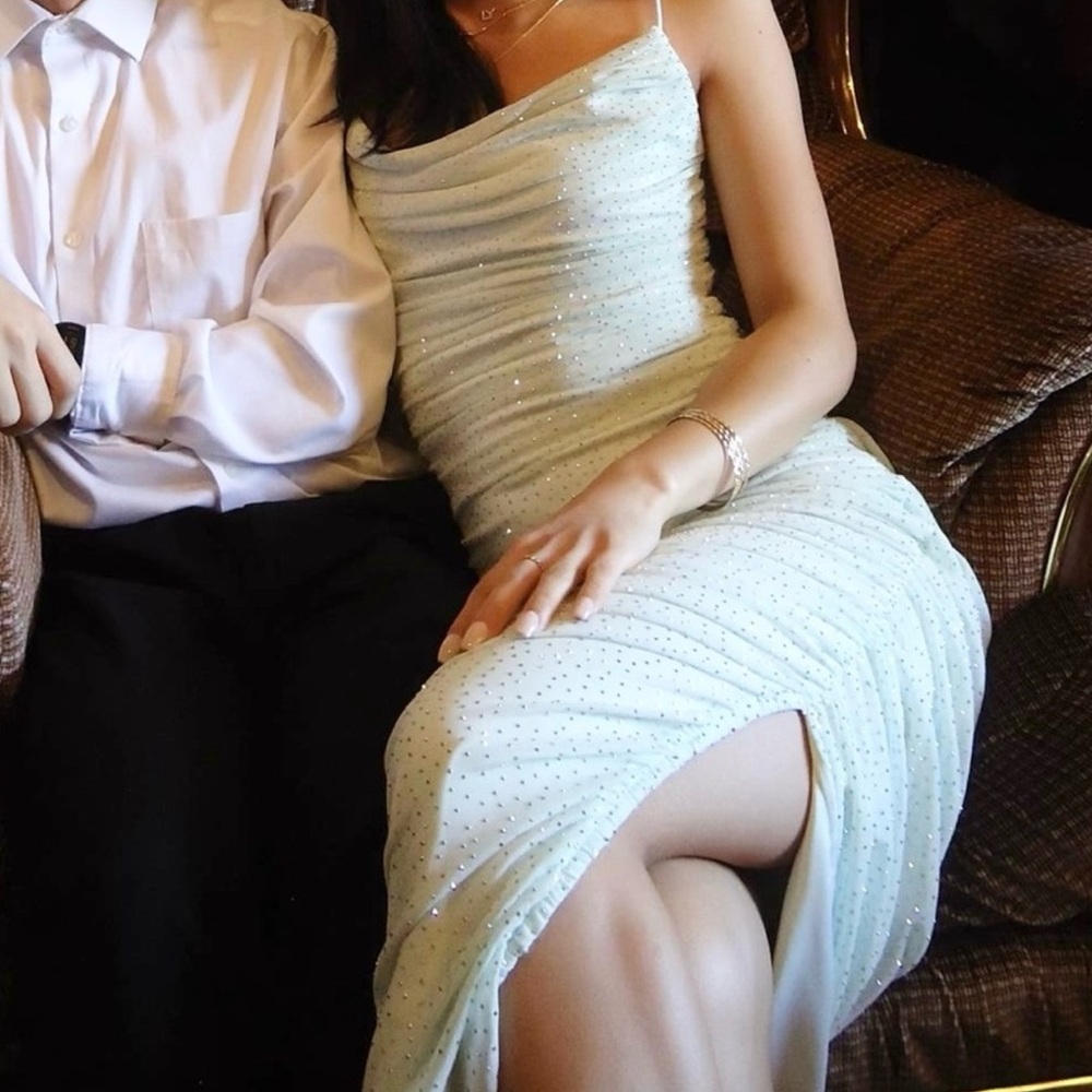 Rhinestone Slit Dress - EdgeByKS